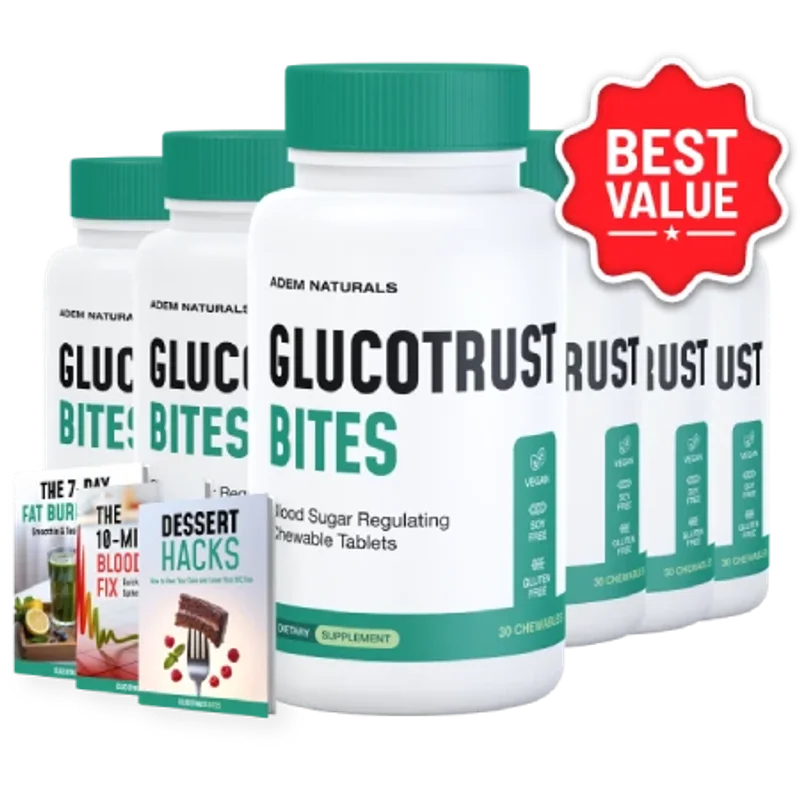 GlucoTrust Bites Blood Sugar Supplement Bottle (6 Bottle / 180 Day Pack)
